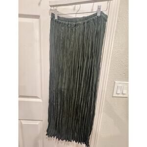 Margaret O'Leary Green Pleated Midi Skirt